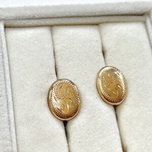 Vintage BIRK's Gold Filled Sterling Silver Oval Screw Backs Earrings